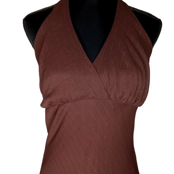 Jonathan Martin Studio Brown Drop Waist Halter Dress - 10 - Picture 2 of 7